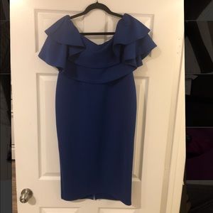 ASOS Off the shoulder blue ruffle dress size 10